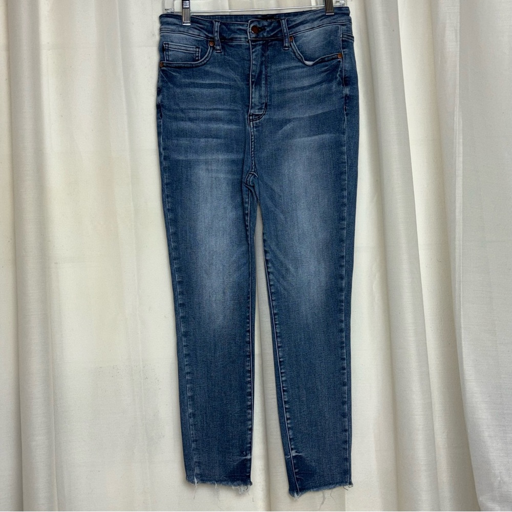 Judy Blue High Rise Waist Skinny Raw Hem Cropped Ankle Jeans